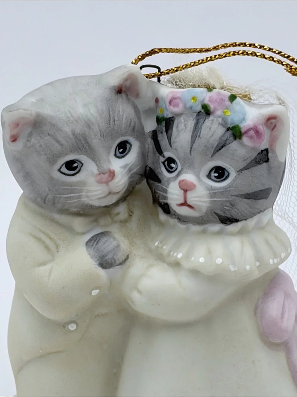 Vintage Cat Bride & Groom Ornament 1987 Wedding Kitty Cucumber Schmid B Shackman